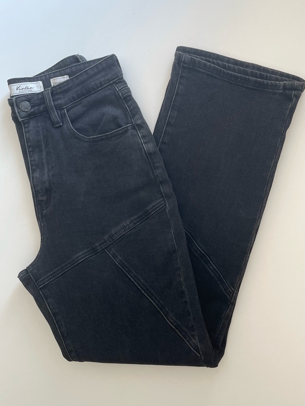 KanCan 90s Straight Paneled Jeans - High Rise & Black Wash - Size 26 - Picture 6 of 8
